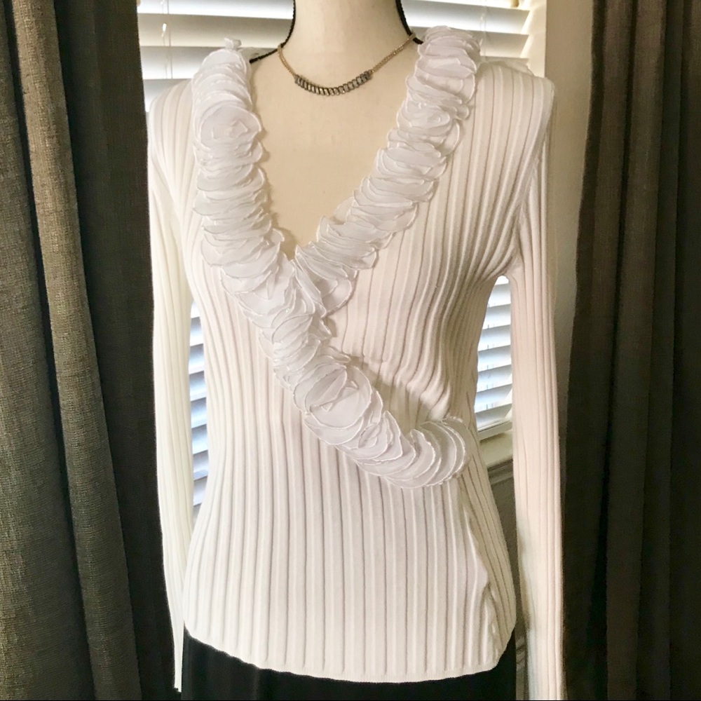 White Ruffle Party Blouse